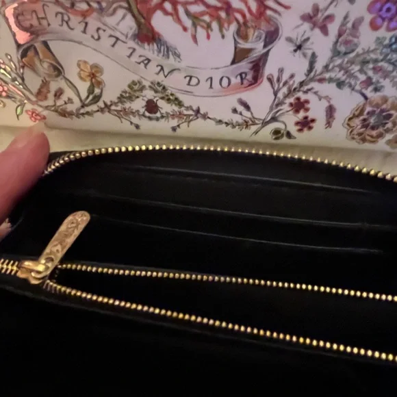 CHRISTIAN DIOR BLACK CALFSKIN PRINTED MULTICOLOR MILLEFIORI MOTIF WALLET - Picture 6 of 11